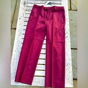 NWT J. Crew Tollegno 1900 Italian Wool Stretch Ankle Pants Burgundy Size 8